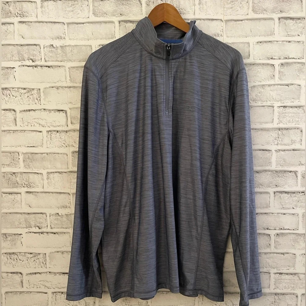 Men’s Tommy Bahama IslandZone blue heathered 1/4 zip light weight pullover Large